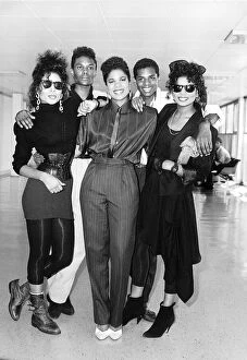 Images Dated 1st January 1983: Five Star pop group at London Airport dbase Mirrorpix Five Star