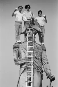 A steeple jack family have high tea today with Lord Nelson A steeple jack family have high tea today with Lord Nelson