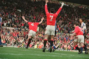 Steve Bruce, (wearing the number 4 shirt) celebrates the 96th minute winner for Steve Bruce, (wearing the number 4 shirt) celebrates the 96th minute winner for