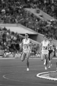 Steve Ovett GBR athlete on his way to winning gold medal in 800 metres in the Grand Arena Steve Ovett GBR athlete on his way to winning gold medal in 800 metres in the Grand Arena