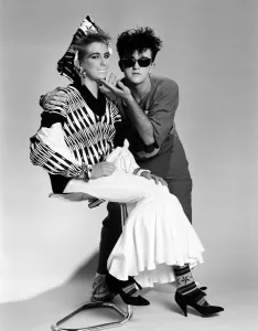 Steve Strange with model Liza. 29th August 1984 Steve Strange with model Liza. 29th August 1984