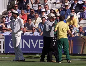 Stewards stop cricket fan's protest at Lords July 1999 during the second day Stewards stop cricket fan's protest at Lords July 1999 during the second day