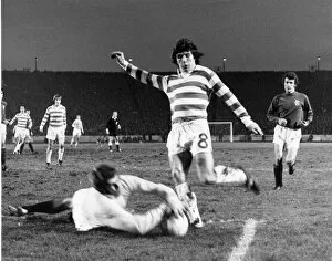 Images Dated 4th January 1975: Stewart Kennedy Rangers goalkeeper makes a fine save as he dives to save the ball at