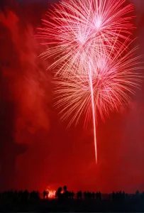 Stock picture of fireworks and a bonfire in Darlington in 1997 Stock picture of fireworks and a bonfire in Darlington in 1997