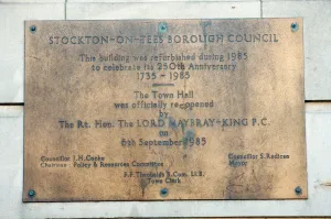 Stockton Town Hall Plaque, Stockton, 23rd September 1997 Stockton Town Hall Plaque, Stockton, 23rd September 1997