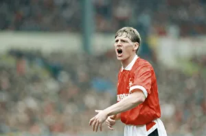 Stuart Pearce Nottingham Forest Player Captain May 1991 shouting out instructions to Stuart Pearce Nottingham Forest Player Captain May 1991 shouting out instructions to