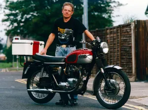 Stuart is pictured with the 1968 Triumph Trophy 650 Twin which he hopes will be joined by Stuart is pictured with the 1968 Triumph Trophy 650 Twin which he hopes will be joined by