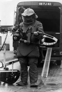 Suit for protection against bombs. February 1979 P035477 Suit for protection against bombs. February 1979 P035477