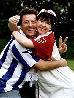 Susan Tully actress with Ian Reddington Actor in rival football kits Circa May Susan Tully actress with Ian Reddington Actor in rival football kits Circa May