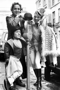 Sylvester McCoy, David Rappaport and Cinderella principal boy June Shand in December 1979 Sylvester McCoy, David Rappaport and Cinderella principal boy June Shand in December 1979