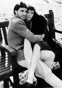 Sylvia Kristel with her screen lover Nicholas Clay posing for the cameras Sylvia Kristel with her screen lover Nicholas Clay posing for the cameras