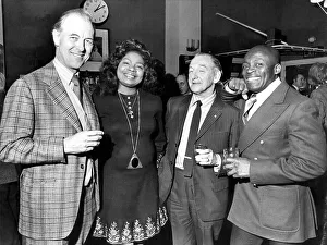 Taking a break from the stage on March 26, 1975 are members of the cast of " Taking a break from the stage on March 26, 1975 are members of the cast of "