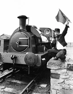 Images Dated 23rd May 1984: Tanfield Railway Association guard Bob Payne flags away the newly-commissioned Hawthorn