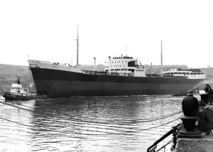 The tanker Canto after its launch from the Vickers-Armstrongs Naval Yard in 1958 The tanker Canto after its launch from the Vickers-Armstrongs Naval Yard in 1958