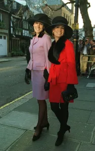 Tara and Santa Palmer Tomkinson James sisters at his wedding today Tara and Santa Palmer Tomkinson James sisters at his wedding today