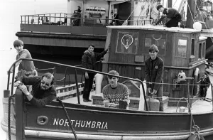 Teacher John Daws and pupils on board the Northumbira. A nautical studies department has Teacher John Daws and pupils on board the Northumbira. A nautical studies department has