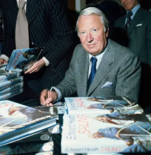Ted Heath singing copies of his book December 1975 Ted Heath singing copies of his book December 1975