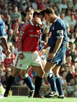 Teddy Sheringham Manchester United striker August 1998 squares up to Steve Walsh Teddy Sheringham Manchester United striker August 1998 squares up to Steve Walsh
