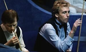 Images Dated 3rd October 1989: Terry Griffiths Snooker and Alex Higgins during a Snooker match both in their seats