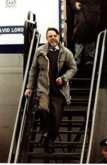 Terry Waite former Beirut hostage arrives home descending aircraft steps November 1991 Terry Waite former Beirut hostage arrives home descending aircraft steps November 1991