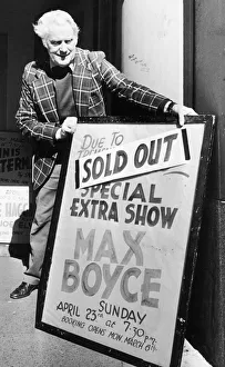 Theatre worker Ted Grant places the sign outside the Coventry Theatre telling the bad Theatre worker Ted Grant places the sign outside the Coventry Theatre telling the bad