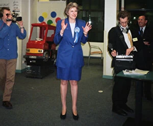 Images Dated 3rd May 1997: Theresa May seen here at general election count shortly after being elected as MP for