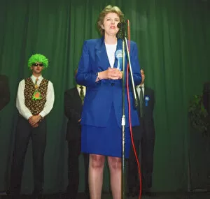 Images Dated 3rd May 1997: Theresa May seen here making her victory speech after being elected as the MP for