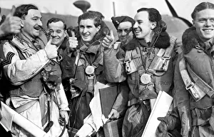 Thumbs up from crew members of the Wellington plane at an RAF air base January 1940 Thumbs up from crew members of the Wellington plane at an RAF air base January 1940