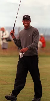 Images Dated 14th July 1997: Tiger Woods Golf USA during his practice round before The Open at Troon Scotland