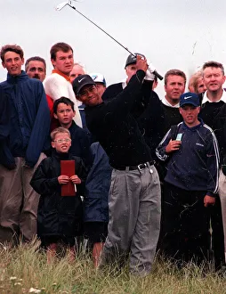 Tiger Woods golfer blasts from the rough July 1997 on the eve of the Open Golf tournament Tiger Woods golfer blasts from the rough July 1997 on the eve of the Open Golf tournament