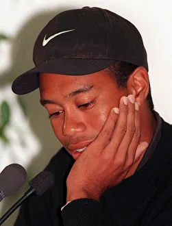Tiger Woods golfer at a press conference July 1997 on the eve of the Open Golf tournament Tiger Woods golfer at a press conference July 1997 on the eve of the Open Golf tournament