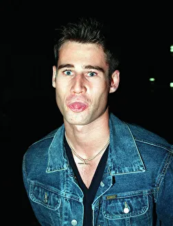 TIM VINCENT TV PRESENTER September 1998 Sticking tongue out at camera denim jacket TIM VINCENT TV PRESENTER September 1998 Sticking tongue out at camera denim jacket