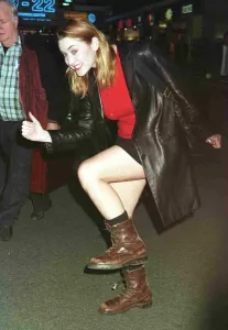 Titanic actress Kate Winslet leaving Heathrow Feb 1998 for New York on Concorde wearing Titanic actress Kate Winslet leaving Heathrow Feb 1998 for New York on Concorde wearing