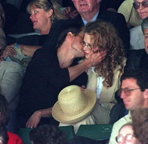 Tom Cruise kissing wife actress Nicole Kidman at Wimbledon tennis championships Tom Cruise kissing wife actress Nicole Kidman at Wimbledon tennis championships