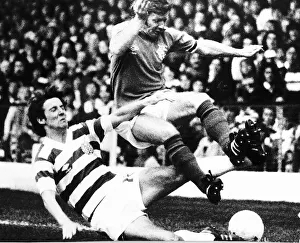 Tommy Burns Celtic football player slide tackles Rangers Alex MacDonald Tommy Burns Celtic football player slide tackles Rangers Alex MacDonald