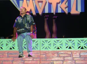 TOMMY CANNON WITH SHEILA FERGUSON legs in air disappearing over wall BLACKPOOL Grand TOMMY CANNON WITH SHEILA FERGUSON legs in air disappearing over wall BLACKPOOL Grand