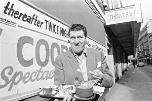 Tommy Cooper seen here having breakfast outside The New Theatre, Oxford Tommy Cooper seen here having breakfast outside The New Theatre, Oxford