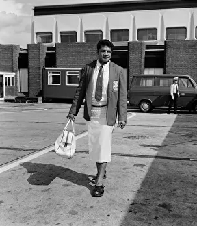 Tonga rugby team arriving at Heathrow. Captain Stone Mafi in traditional dress Tonga rugby team arriving at Heathrow. Captain Stone Mafi in traditional dress