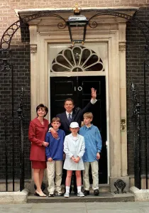 Tony Blair and Cherie Blair with family outside Downing St 1997 after the Labour Party Tony Blair and Cherie Blair with family outside Downing St 1997 after the Labour Party