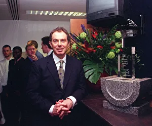 Tony Blair at Labour Party headquarters Millbank Tower standing in the reception before Tony Blair at Labour Party headquarters Millbank Tower standing in the reception before