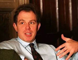 Images Dated 25th January 1996: Tony Blair Leader of the Labour Party during interview. January 1996