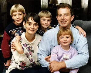 Tony Blair MP leader of the Labour Party with his family 1992 Tony Blair MP leader of the Labour Party with his family 1992