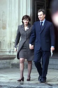 Tony Blair PM with his wife Cherie at the Memorial Service for Lord Rothermere. 1999 Tony Blair PM with his wife Cherie at the Memorial Service for Lord Rothermere. 1999