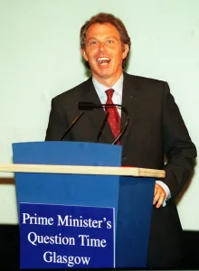 Tony Blair Prime Minister August 1998, at lectern Prime Minsters Question Time Glasgow Tony Blair Prime Minister August 1998, at lectern Prime Minsters Question Time Glasgow
