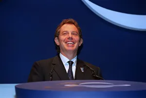 Tony Blair Prime Minister July 1998, giving a speech on the NHS at Earls Court show Tony Blair Prime Minister July 1998, giving a speech on the NHS at Earls Court show