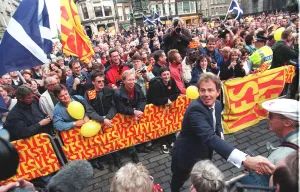 Tony Blair shaking hands with people in Parliament Square in Edinburgh September 1997 Tony Blair shaking hands with people in Parliament Square in Edinburgh September 1997