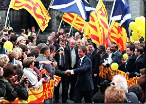 Tony Blair shaking hands with people in Parliament Square in Edinburgh 12th September Tony Blair shaking hands with people in Parliament Square in Edinburgh 12th September