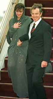 Tony Blair and wife Cherie Blair arrive in Kuwait January 1999 Tony Blair and wife Cherie Blair arrive in Kuwait January 1999