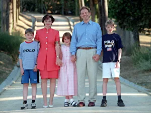 Tony Blair and wife Cherie and family on holiday Italy August 1997 where they are Tony Blair and wife Cherie and family on holiday Italy August 1997 where they are