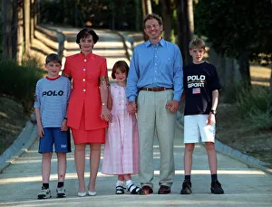 Tony Blair and wife Cherie and family on holiday Italy August 1997 where they are Tony Blair and wife Cherie and family on holiday Italy August 1997 where they are